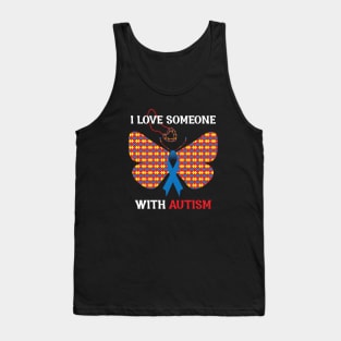 I Love Someone With Autism Puzzle Butterfly Ribbon Heart Tank Top